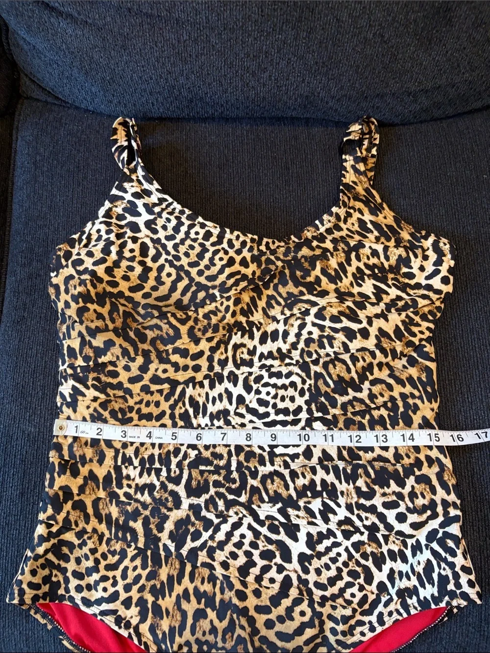 Dkny Leopard Print One-Piece Swimsuit — Brown and Black-Size XXL - Picture 12 of 13